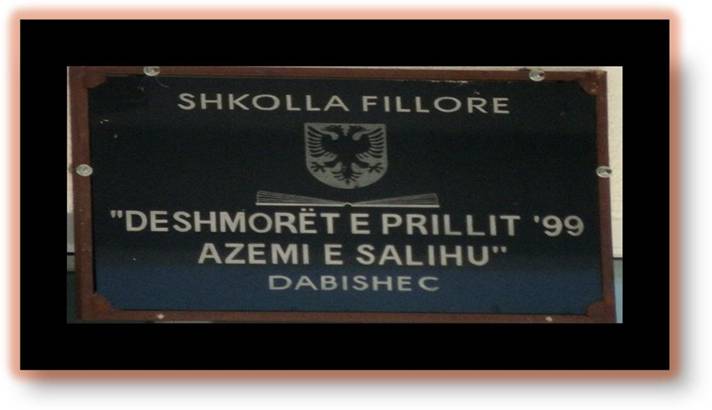 Shkolla fillore e Dabishecit e shndërruar nga "Afërdita" në dy dëshmorët e kombit nga fshati Dabishec,"Azemi dhe Salihu"